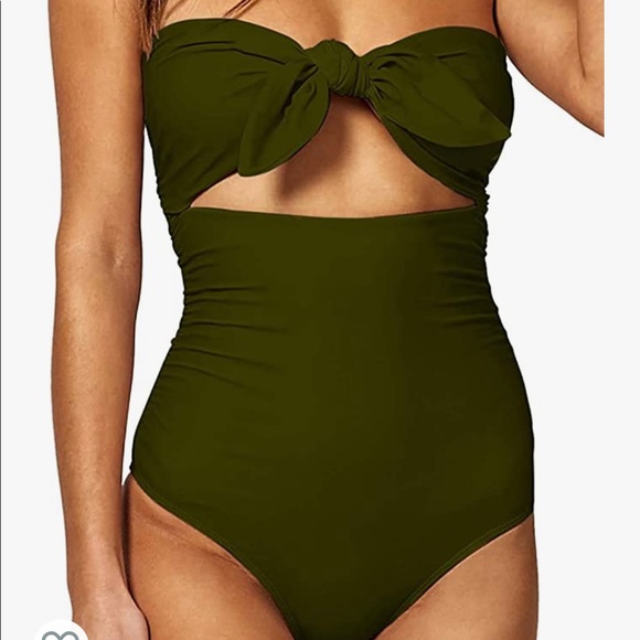 Strapless Tie Knot Front High Waist One Piece Sz L - Picture 6 of 6